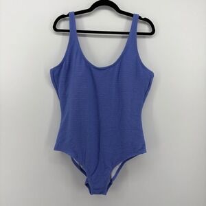 Freshwater One Piece Swimsuit‎ Periwinkle Purple Women XXL Scoop Back Puckered